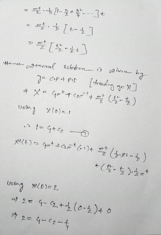 - $(-3+ -]+ se $ [taţ] 3 [ot] hence general soborone is given by Je Capit P.I [treating gex] & Xo Get ut eget teh hrt) using