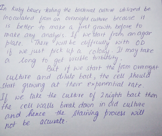 kwby u ering the tatenal hilied be 12 in o culated rom a overnightculture because i1 is better to make a rst groth elore to m