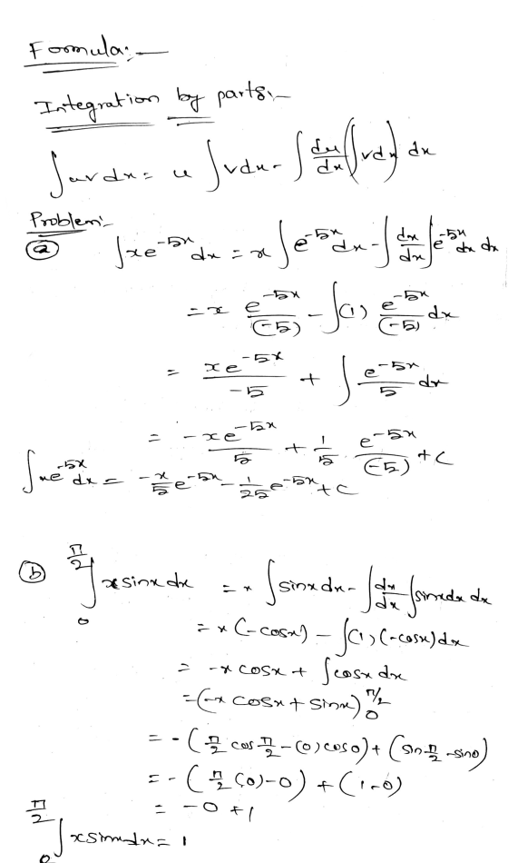 Formula Integration by parts, du Jarda Judu. Sonra orada Problemi dox -54 le da da dn Jxeb dan aferentes -Jas -5x -6 da 5) xe