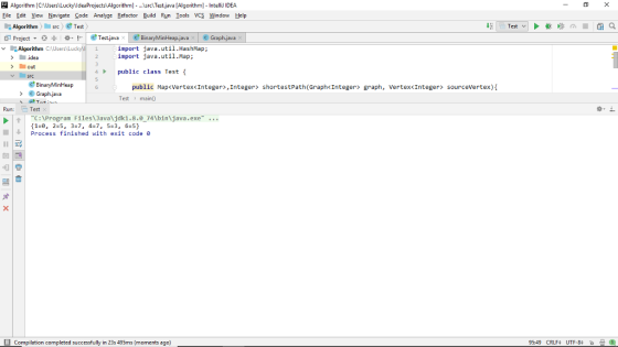 囚Algorithm CAUsersi Lucky ldeaProjects Algorithm src Testjava Algorithm] Intelli IDEA Eile Edit View Navigate Coe Analyze Re