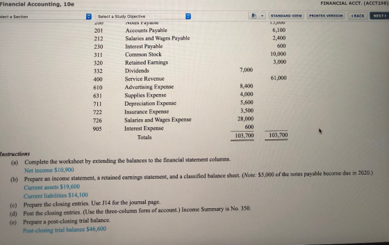 Financial Accounting, 10e FINANCIAL ACCT. (ACCT298) elect a Section PRINTER VERSION BACK NEXT 212 STANDARD VIEW , 6,100 2,400