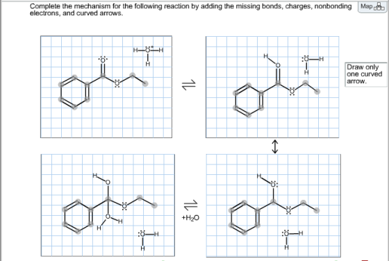 Complete the mechanism for the following reaction