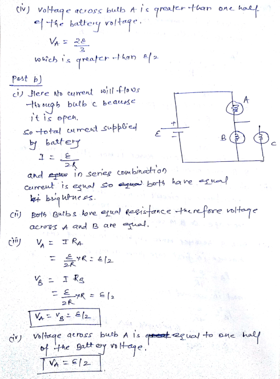 aA So total med subpld bitte ト and ein seneg combineon Vo acro and B are C1リ ci voltage across bulb
