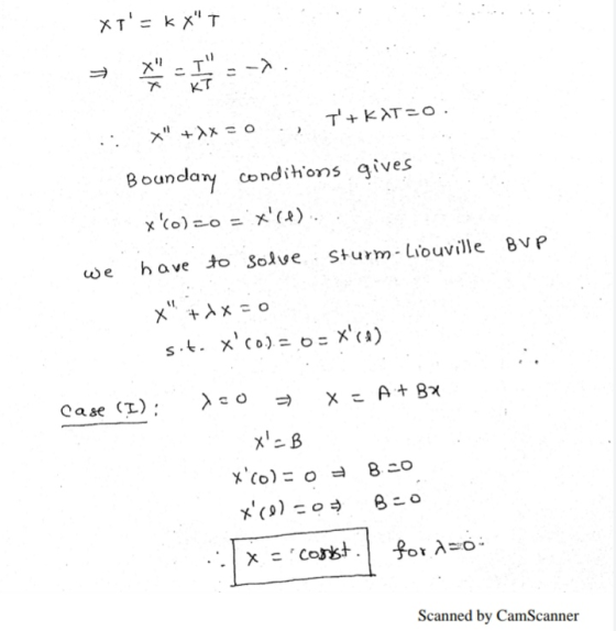 XT= kxT - I DS KT T+KAT=0 x + x = 0 Boundary conditions gives x(o)=0 =x). Sturm-Liouville BVP we have to solve. X + X