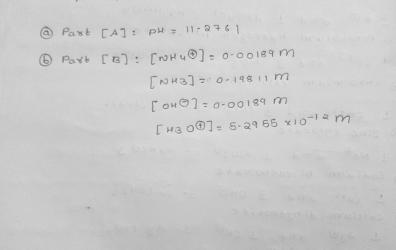 Past A: PH11- 6 Part B) [oHuO] o-00189 m NH3 O48 1 1 M Tou1 0-oo129 m m [H3 O01 5-29 55 xO