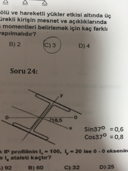 ölü ve hareketli yükler etkisi altinda üç irekli kirişin mesnet ve açıklıklarında momentleri belirlemek için kaç farkli apilm