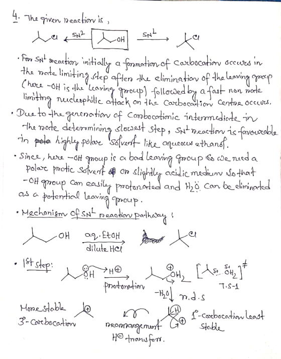 4Theiven neachiorv is H SNL Fin Sat caction initially a fenmatin of Carbocatin dccwes in the mete limiting depaften the elimi