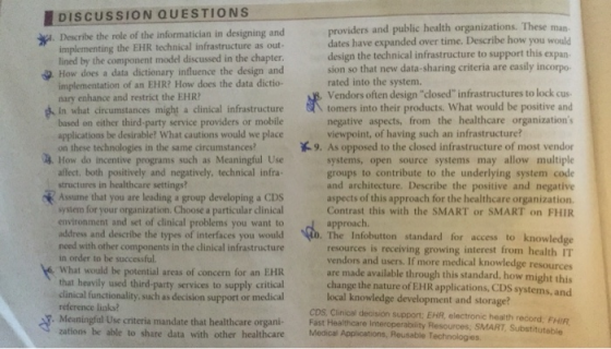 DISCUSSION QUESTIONS providers and public health organizations. These man dates have expanded over time. Describe how you des