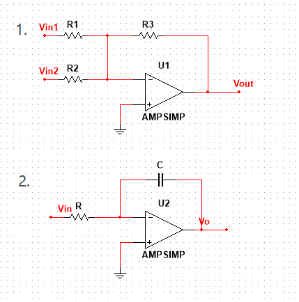 R3 1. Vint R1 U1 Vin2 R2 Vout + AMP SIMP C 2. HE U2 Vin R + AMP SIMP