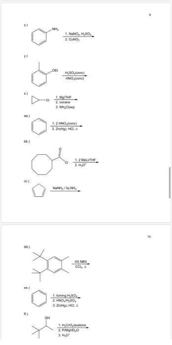 NH 1. NaNO.H.SO. 2. CUNO OEI H, SO loc) HNO icon) 1. M/H 2. oxirane 1 NHPH) an) 1.2 HNO (conc) 2 Zn(Hg), C, bb) 1.2 MeL/THF 2