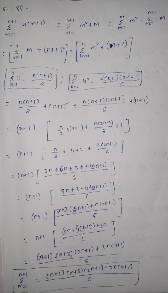 5. I. 39 , nt1 nt ntl M-1 m디 ーマー +1n41) + n(2n+1) 6 2