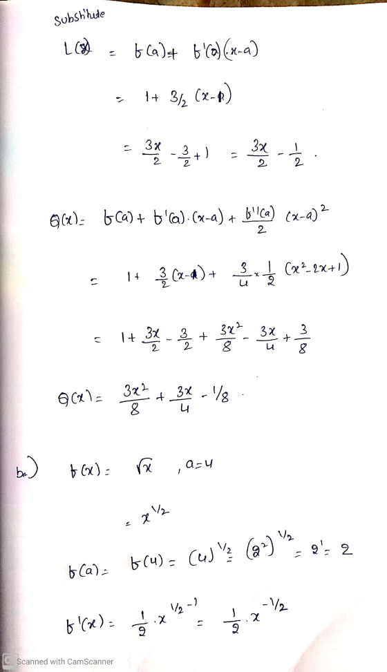 Substhede LCD - 6ca)t 6a) (x-a) = 1+ 31, (x-) - B - 9+) - Ź 6(x)=bCab + b@).(x-a) + bylca) (x-a)2 . 1 § (2-4)+ & Cx-2x+1) +