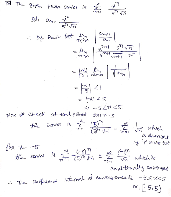 TO T Powen series is an ma The Hivern powen, senies in lets an. oh oh zo 50 so by Ratio test lim so are on L IVE a la = 1 A 2
