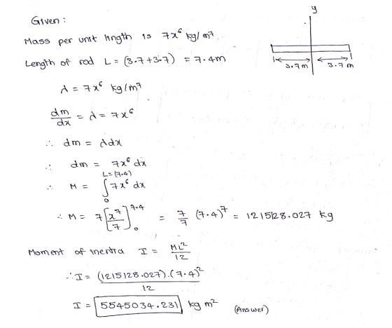 GIiven: Mass per unit 11 ngth 1s X㎏/ th of sod L:/5구+3-7) e7.4ทา = 구 kg /m -: M: 71ス [4.4)- 子 12. 15kg,027 kg ㄧ Mome ML T121