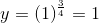 y = (1)^{\frac{3}{4}} = 1