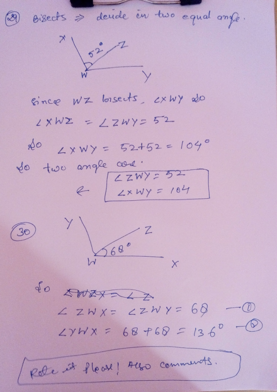 Bigects deude en two equal amfe 2 W nce wz lonsects xhwy do 2 XW2 4-1MZ7 ZXWY=52+52= 104° do two amge ZWY5 2xWY104 30 680 ZNX