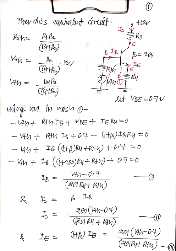 H20 Ie Rth= R3 BIB Nth B=200 IE Erth E Ry vh thev niñs equivalent circuit. R R (R+R) R2 pw Pytle) 1212 14h0 op Critre let VB