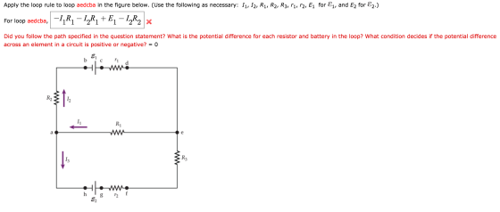 Apply the loop rule to loop aedcba in the figure b