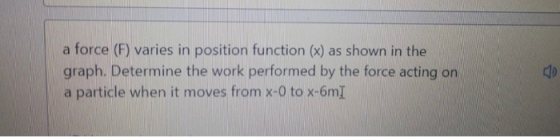 a force (F) varies in position function (x) as shown in the graph. Determine the work performed by the force acting on a part