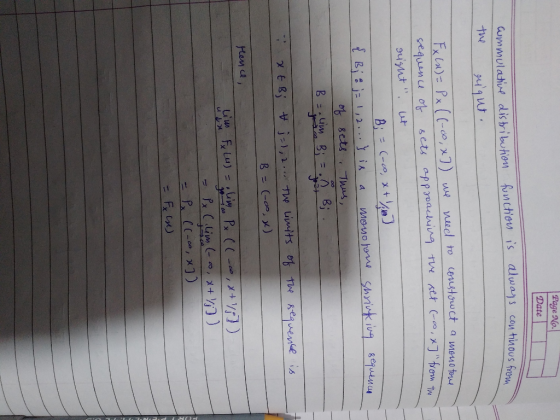 Page No. Date is on tinous from function always continoush cummulative distribution the 94qw: Fx (u) = P x ((-00,x]) we need