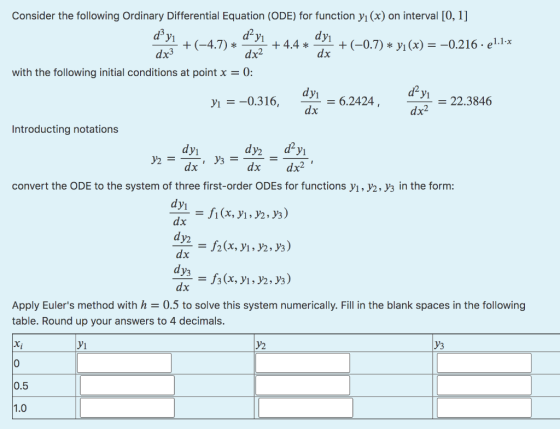 ďyi dx dx 1 Consider the following Ordinary Differential Equation (ODE) for function yı(x) on interval [0, 1] dyi dyi +(-4.7)