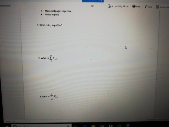 ord Online & Accessibility Mode Print Find E Immersive HW1 Staple all pages together Write legibly . 1. What is Xss equal to? 10 2. What is ΣXL2 3. What is Xs. j-2 PAGE 1 OF 4