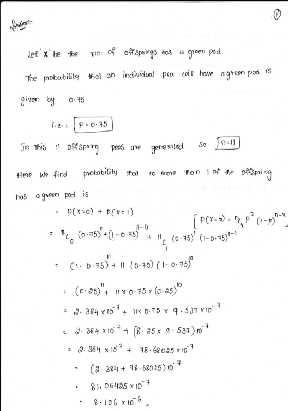 The piobabiü that an individual pea oi hove a qeer pod is ren Sn this offSpin poos ae gereot flexe ule find fof hos a gveen pod is bability fol ro move to n I offe ff3m, 1l-0 (1-0.15) 1) (045) (-045) 10 (2-384 + ナ8.680 25),0-4