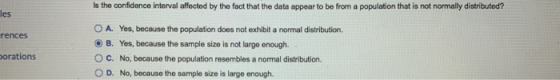 Is the confidence interval affected by the fact that the data appear to be from a population that is not normally distributed