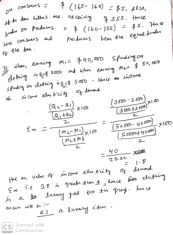 on consuns at tu tan seh a consmens = $ (165-160] = $5. Also, un tau sellus are receiving $15s. Huice neden on producns - $ (