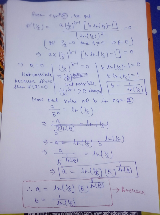 from ano, we get t() = a (tj 6-1 [bents)-1] o (unles)) (gt P = 0 and 970 p=0) ax Ejbl [b ln (s)-1] = 0 > a=0 I elb-1=0 l bdn4