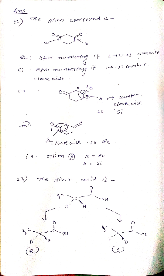 Ams The given compound is -- Re Atder L23 CloeRcwse -123 Counte r cLocn cse Counter clocn ause si lock aise so ophio a Re 23)