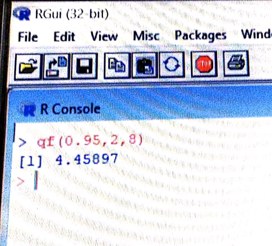 RGui (32 bi View Misc Packages Wind- File Edit R R Console qf (0.95,2,9) [1] 4.45897 ***