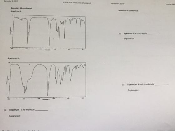 Semester 2, 2015 CHEM1020 Introductory Chemistry Semester 2, 2015 CHEMI020 Question 49 continued. Question 49 continued. Spec