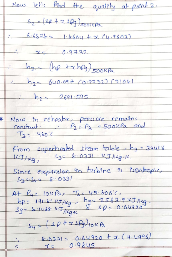 Now lette Pind the quality at point 2. S = (se ta spg) sookpa 6.6878 = 1.8604 + x (4.9603) 0.9732 hzc Cho tx hag) 5ookPa ha-