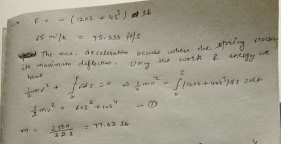 F= -_ (12.os +K)뗘 deb eleenton occued when the spur The max. de c Hue w 2 2. 2 2 SoO こ77,63 16 3 2.2
