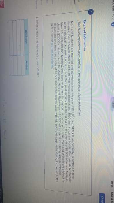 - Puul Help Save & E Chech Required information The following information applies to the questions displayed below] Marc and