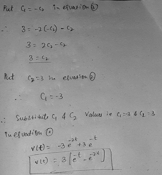 G = - in equation & Put - 3 = -2 (-(2) - Cz 3= 20 - Cz 3=62 Put en (273 in elvation & G=-3 2 3 4 (₂=3 Substitute G a Valurs i