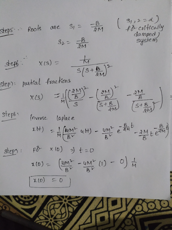 ( 3,2 2d) & coitically damped) system slepsRoots -B ase deps 13) 2- &MJ Slep pastfal fraetions M B B B St B M StB steps inver