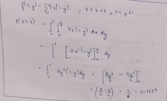 flx,y) = Quality) o exclos y el P(XRY) 4. (1-9) de dy 0 = [ 22 (ny)] dy ļ ay? (1-y) dy -0.1667 4 6