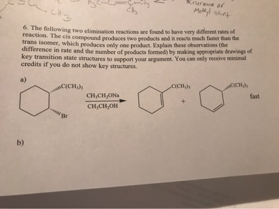 Bccurance of Methyl shift o. The following two elimination reactions are found to have very different rates of reaction. The