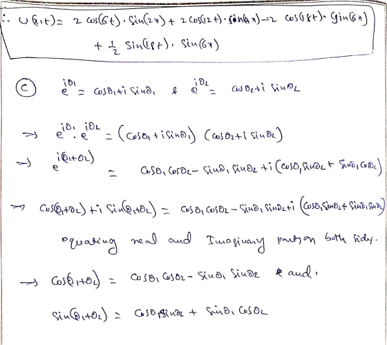 f ugit)= a cos(6t). Sin (2) + 2 cos(12 t) - Son (49)_2 cos (18+). Gincon)) + siulet). Siu (ov) L e = cosa ti sind, & el cas d