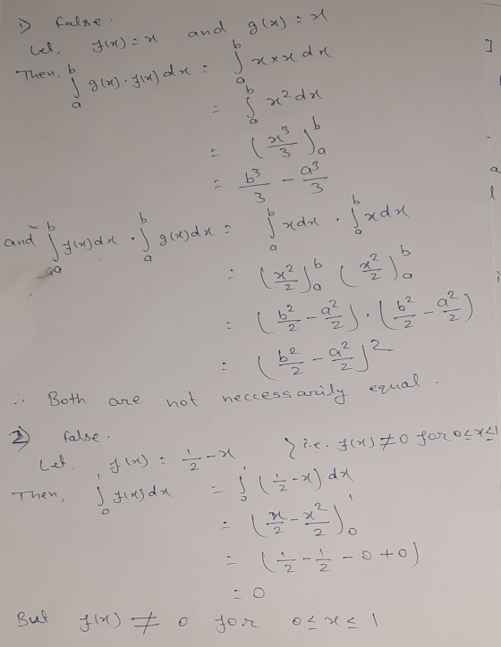 I D false. and b. glas ad naredo cel, Fox) an Then, b I g(x). Jo) da = 3 x²da 19 17 ada g (al dan Flada 17 . Both are not nec