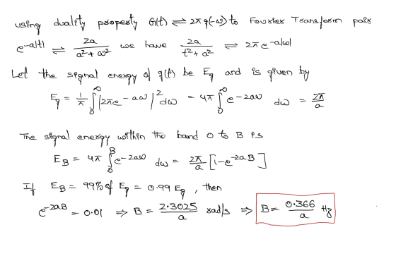 DOX Transform palo - using duality property Glt) 27 qfw) to Fourier Transform e-alti = 22 oz we have to be az azãe all Let th