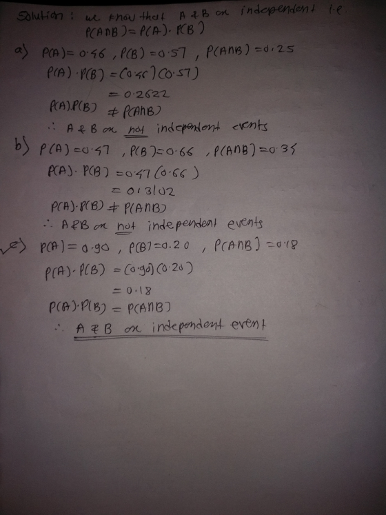 0:2622 二01 31 02 A PB nt not inde pendent events 二0-18 AR B o independent even