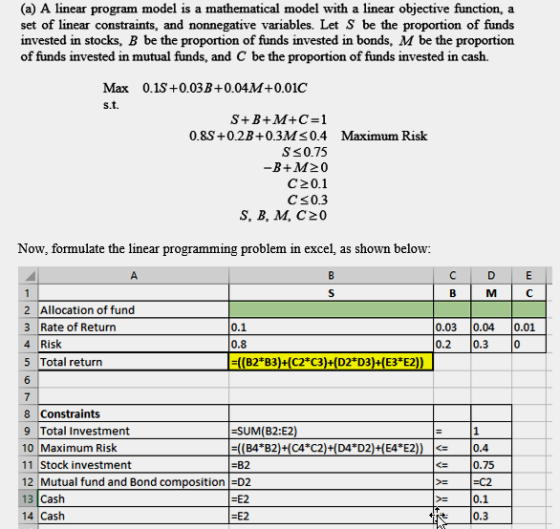 (a) A linear program model is a mathematical model with a linear objective function, set of linear constraints, and nonnegati