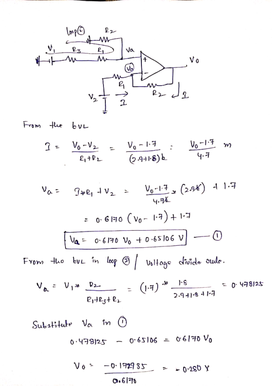 Loop ( R2 V R3 D tm m umu Rz do SY From the but ] = Vo-VZ 2,+B2 - Vo-1.7 6.971.8) 6 : Vo-1.7 m 4.7 va: ?Her tv2 Vo-1.7, (2.96