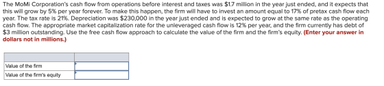 The MoMi Corporations cash flow from operations before interest and taxes was $1.7 million in the year just ended, and it ex