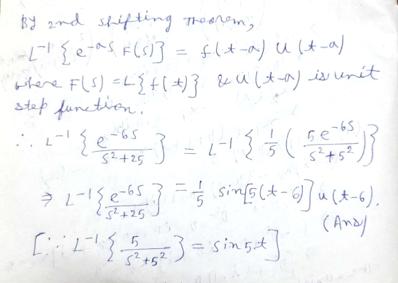 step functioni By and shifting Theorem, - [ {e-as F(s)} = flit-a) u (t-a) where F(S) =L{f(t)} & ult.a) is unit 265 ) L { e L-