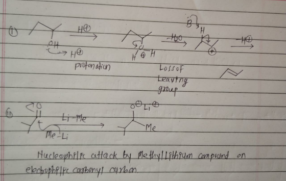 Hier HO profanation Loss of Leaving group ti me Nucleophilic attack by Methyl lithium cempound on elecbupbpipe carbonyl carbo