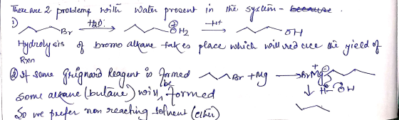 There are 2 otttttte ♡ -Het Br OH probleme with water present int in the system thoi Hy Hydrolysis of bromo alkane takes plac